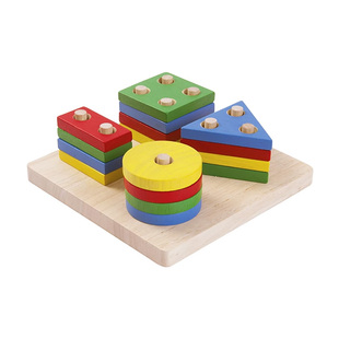 plantoys蒙氏早教具益智几何分类拼图立体形状认知儿童玩具套柱