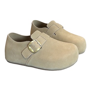 真皮全包内增高勃肯鞋女款2026新款懒人一脚蹬丑萌大头绝美博肯鞋