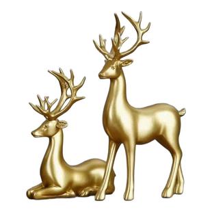 欧式创意金鹿艺术摆件高级客厅房间一家三口电视柜装饰品鹿摆件