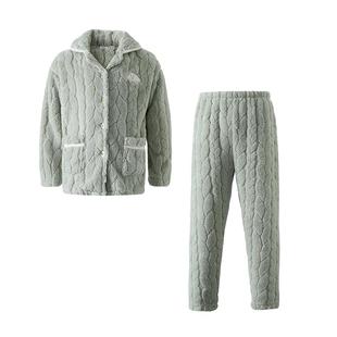 珊瑚绒情侣睡衣冬季女加绒加厚2025新款秋冬法兰绒男士家居服套装