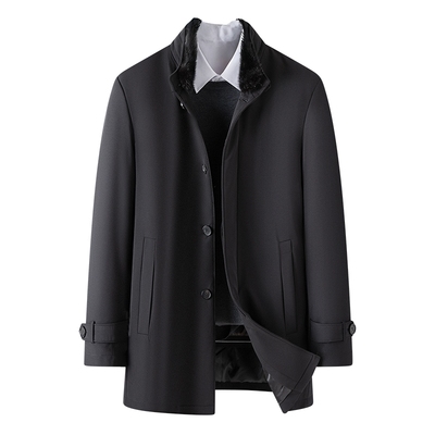 梦特娇水貂毛领中长款鹅绒羽绒服