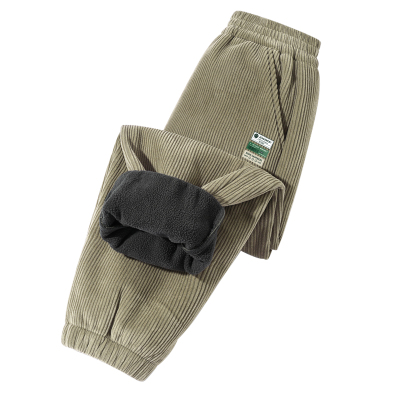 真维斯童装男童加绒裤子大童加厚一体绒长裤儿童冬季保暖灯芯绒裤