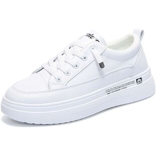 小白鞋女士新款2026春季百搭透气平厚底增高休闲软底单鞋防滑板鞋