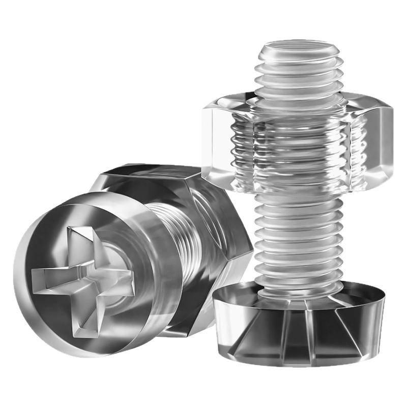 PC透明亚克力组合钉十字圆头螺丝螺母大全塑料塑胶螺钉M3M4M5M6M8