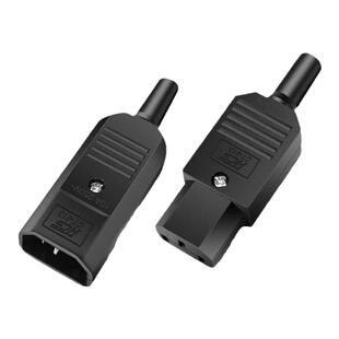 三芯电源线品字插头10A250V螺丝接线柱压线公母对接三竖口尾充电