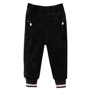 女童雪尼尔厚棉裤冬装1-6岁宝宝三层加绒加厚保暖裤3儿童夹棉冬裤