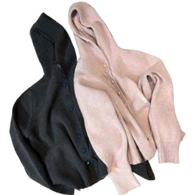 超好看粉色连帽毛衣开衫外套女秋冬2024新款韩系高级感针织衫上衣