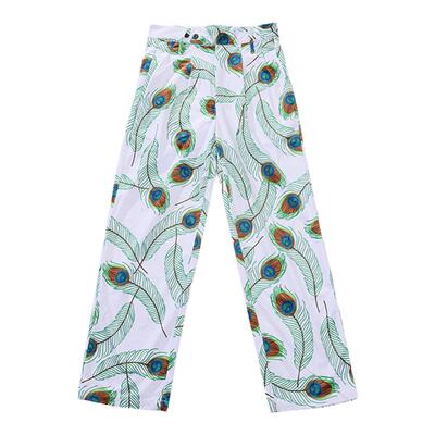 舒适百搭蝴蝶羽毛印花个性宽筒裤