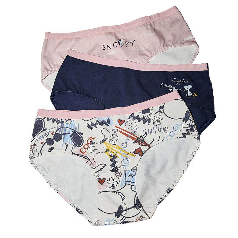 Gukoo/果壳情侣内裤女史努比联名新款纯棉裆女士三角内裤组合