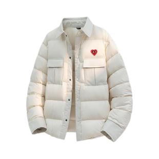 查尔斯桃心 翻领夹克羽绒服厚款保暖男女冬季外套休闲情侣款加厚