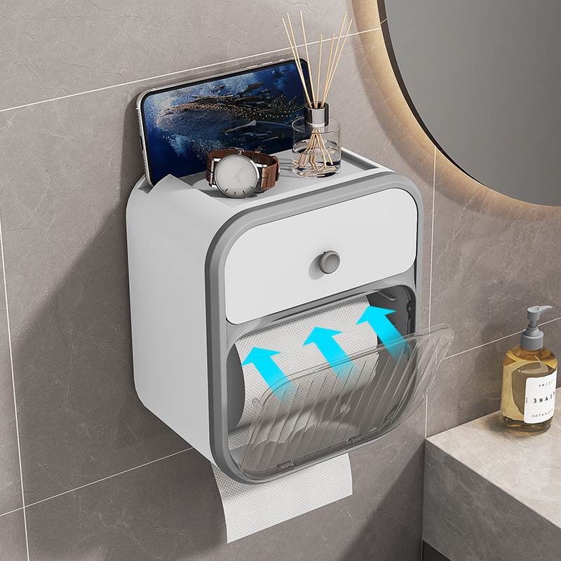 批发卫生间纸巾盒免打孔纸巾壁挂式纸盒置物架架家用抽厕所架卷纸