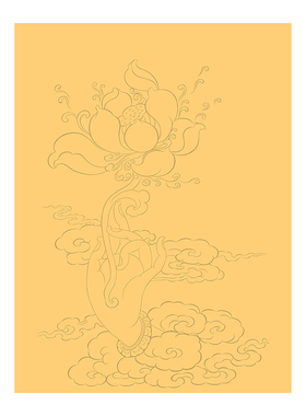 莲花手佛手唐卡描金涂色线稿