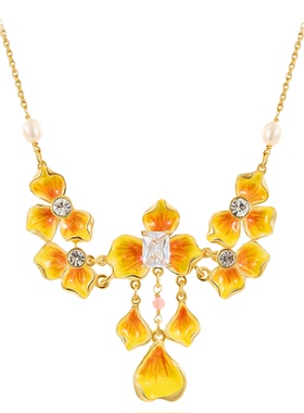 【南法风情】黄色花朵珐琅项链