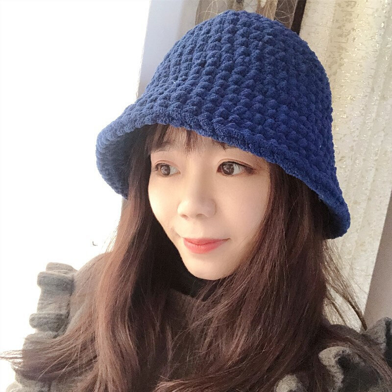 新款菲儿妈手作 钩针手工编织冰条线粗毛线秋冬加厚渔夫帽diy材料