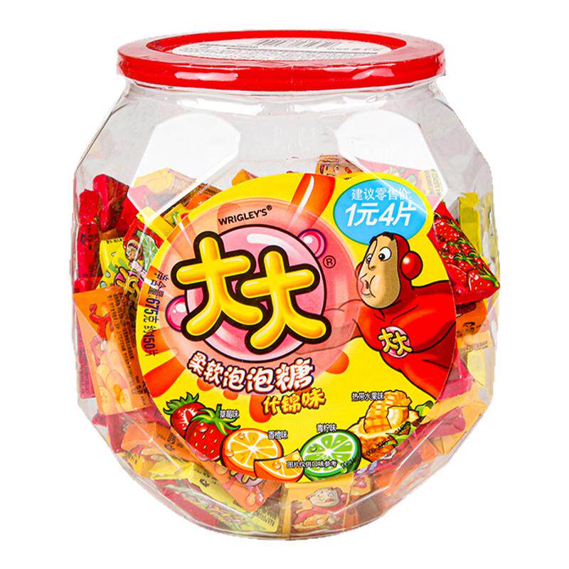 大大泡泡糖桶装什锦味口香糖约150片童年怀旧网红零食儿童