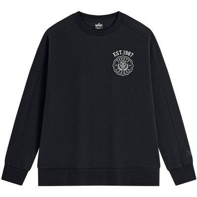 特步加绒卫衣男女同款春秋时尚休闲百搭套头衫圆领刺绣情侣卫衣