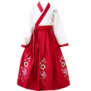 儿童汉服女童中国风古装国学服开笔礼小学生花木兰服装朗诵演出服