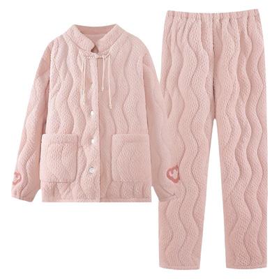 睡衣女士冬季珊瑚绒夹棉家居服