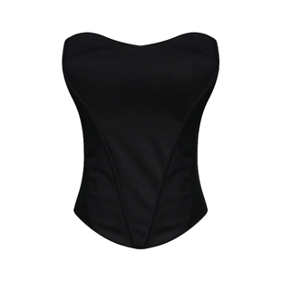 黑色气质抹胸小背心女夏装性感辣妹外穿无肩带上衣短款裹胸打底衫