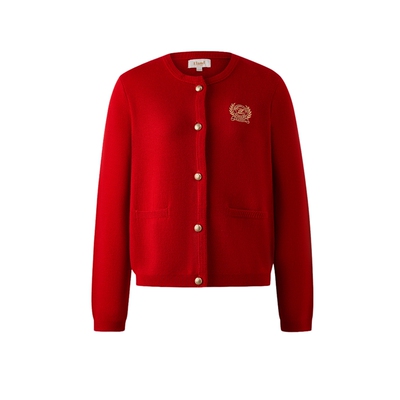 ELAND毛针织衫单排扣开衫圆领