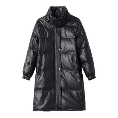 皮羽绒服女中长款2024冬装女士新款抗寒保暖立领宽松大版皮衣外套