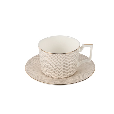 爱莉卡贝叶Erica Beyer 金色蜂巢欧式轻奢镀金骨瓷下午茶咖啡杯