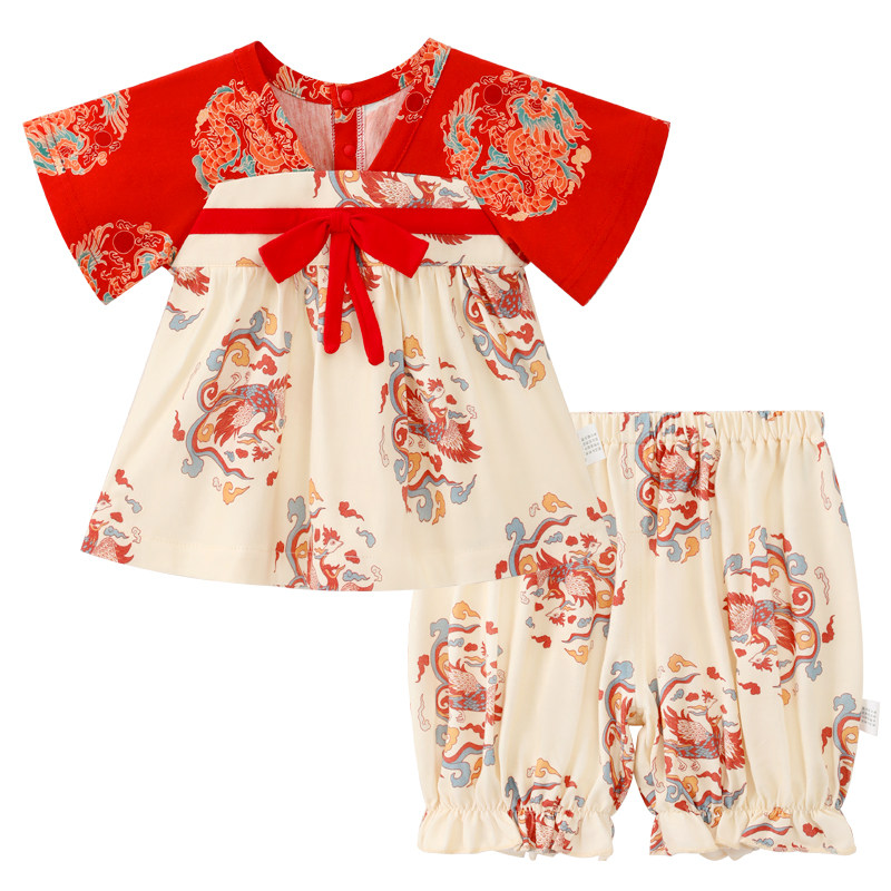 龙喜年夏国风女宝宝全棉汉服套装