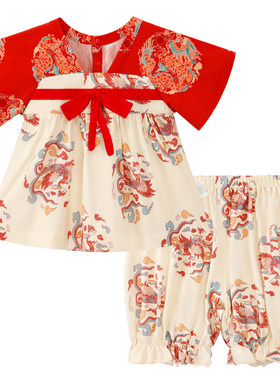 龙喜年夏国风女宝宝全棉汉服套装