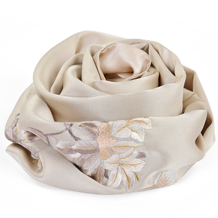 原创成都手工蜀绣双层桑蚕丝围巾丝巾高雅真丝礼物送妈妈婆婆礼物