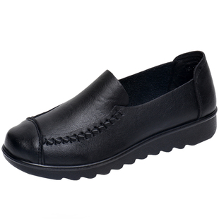 2022春秋款妈妈鞋平底软底舒适中老年女单鞋皮鞋防滑老人鞋工作鞋