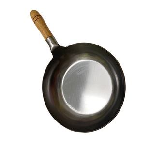 章丘老乡厨不锈钢平底炒鸡锅厂不生锈小铁锅天然无涂层食堂免开锅