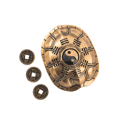 琢匠大三才手把件国风铜乌龟壳爻卦龟甲解压鬼卜卜铜钱文玩摆件