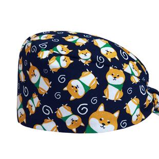 印花护士手术帽女棉麻醉师帽子男口腔医生帽化疗包头帽美容工作帽