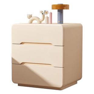 奶油风实木床头柜家用卧室2025爆款简约现代高级感小型床边收纳柜