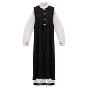 花朝记｜ALL BLACK 文学社｜明制宋制汉元素比甲混搭宋裤黑色针织