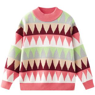 MQD童装女童毛衣26冬季新款儿童半高领针织衫宽松保暖大童上衣