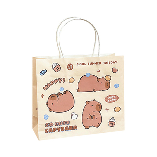 可爱卡皮巴拉礼品袋创意纸质手提袋卡通包装袋生日礼物送礼袋子