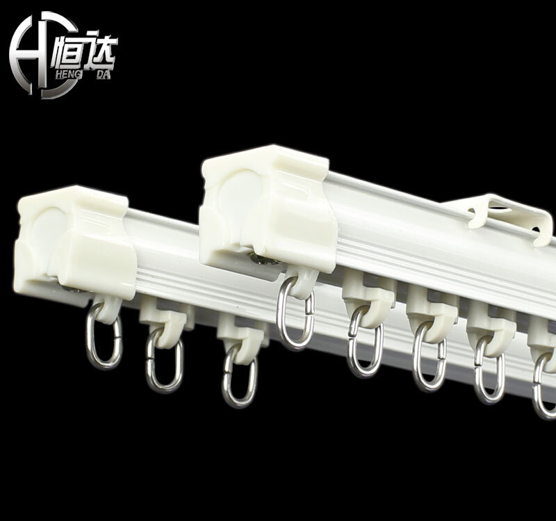 极速发货4TXN恒达窗帘轨道铝合金直轨滑轨窗帘杆单轨双轨滑道顶装