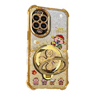 五财神财源滚滚适用华为nova14手机壳新款简约nova14pro电镀金色旋转支架硅胶透明防摔nova14ultra保护套女款