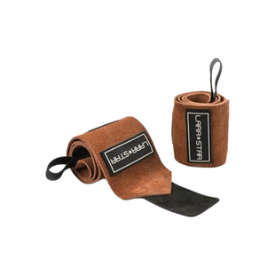 劳拉之星健身牛皮护腕运动手套女绷带助力带加压运动防护专业卧推