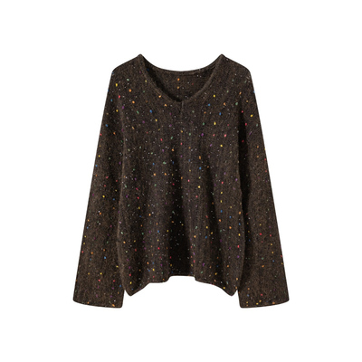 AOSER休闲极简风V领补花亮片长袖女装毛衣时尚百搭毛衣5233