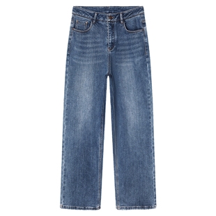 百斯盾官方女装牛仔裤2025年秋冬新款厚款超模范显瘦宽松直筒裤