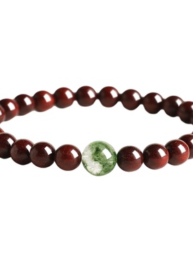 普陀山印度小叶紫檀手串女五行喜木补木绿幽灵水晶手链佛珠文玩