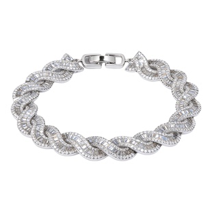 CrayonX重工简约t方锆石立体编织手链满锆柔软精致叠戴手链