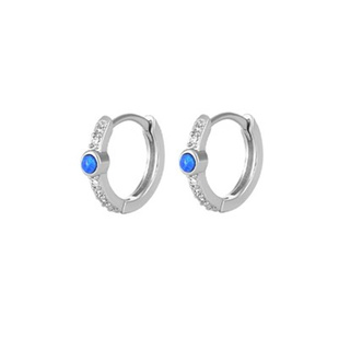 邓为同款耳环耳钉女法式轻奢高级感蓝色珐琅镶钻S925纯银耳圈耳饰