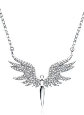 DH7天使之翼吊坠钛钢项链女款轻奢小众高级感男士毛衣链秋冬配饰