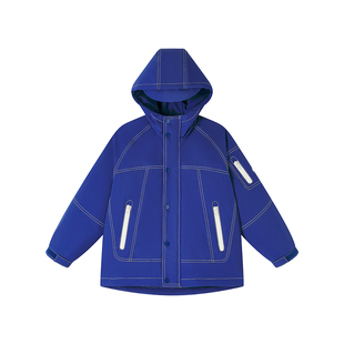 MQD童装男童中长款羽绒服三防纯色外套25新款儿童户外保暖极寒服