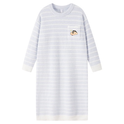 BE半边绒蜡笔小新睡裙女冬新品