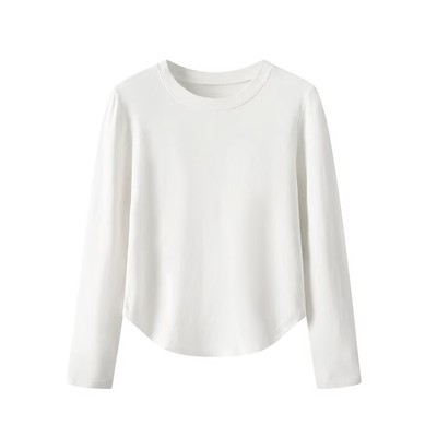 长袖T恤女纯棉显瘦短款纯色上衣