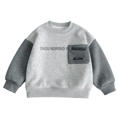 男童加绒卫衣秋冬款2025冬装新款儿童加绒加厚一体绒保暖上衣